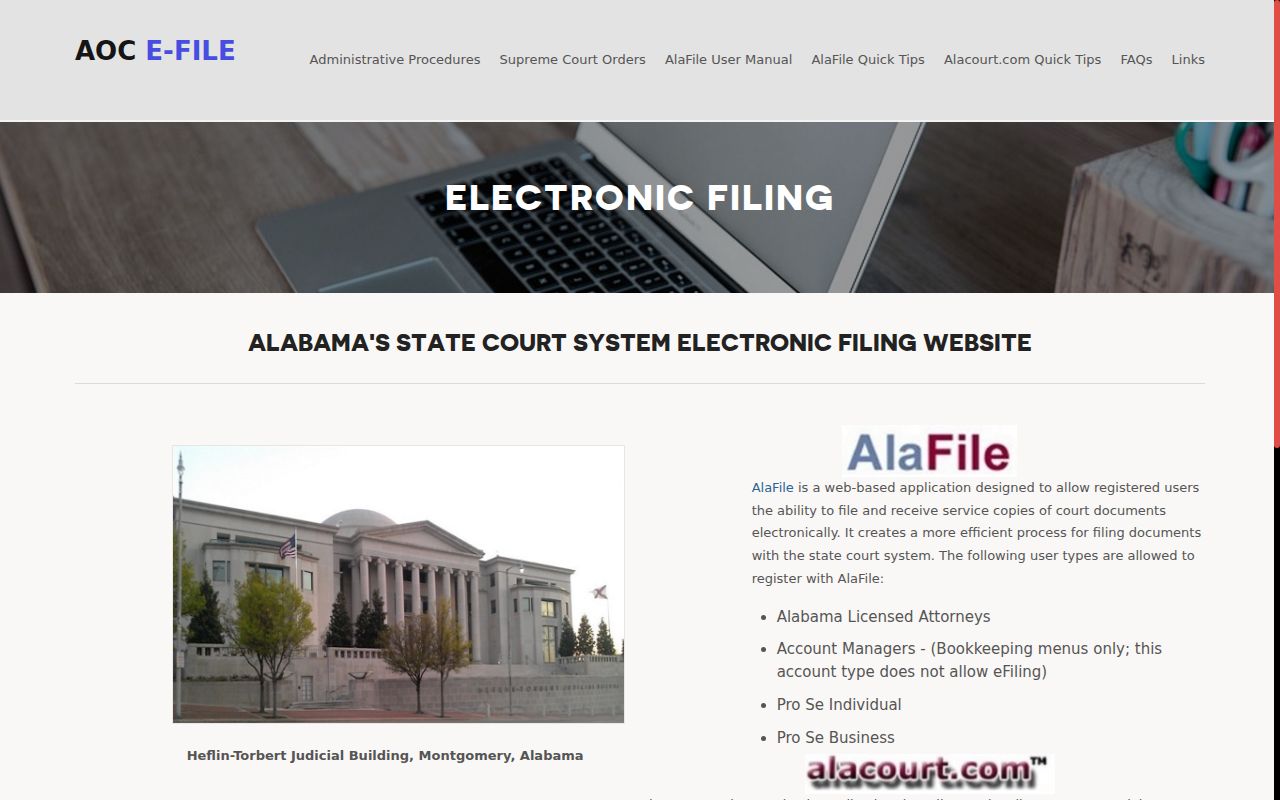 Cullman County case lookup and Alabama electronic court system roles