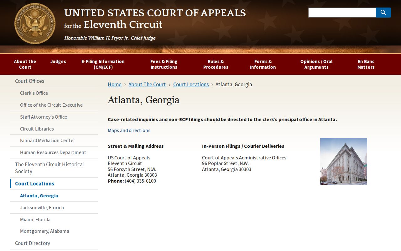 Cullman County court dates and separate Eleventh Circuit court location