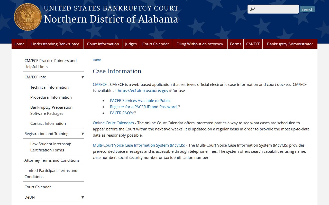 Cullman County court dates comparison with federal bankruptcy calendars
