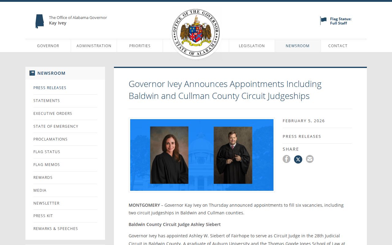 Cullman County criminal docket source for the 2026 Circuit Court appointment