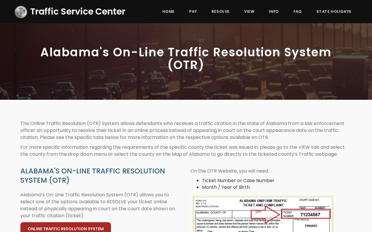 Cullman County traffic ticket online resolution options